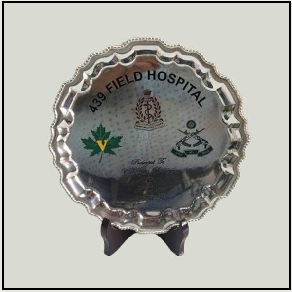 8 Inch Round Silver Brass Plate